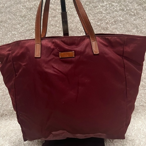 Gucci Burgundy Guccissima Nylon And Leather Princy Tote Bag.